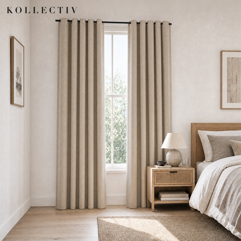 Ashley Textured 100% Block Out Eyelet Curtain