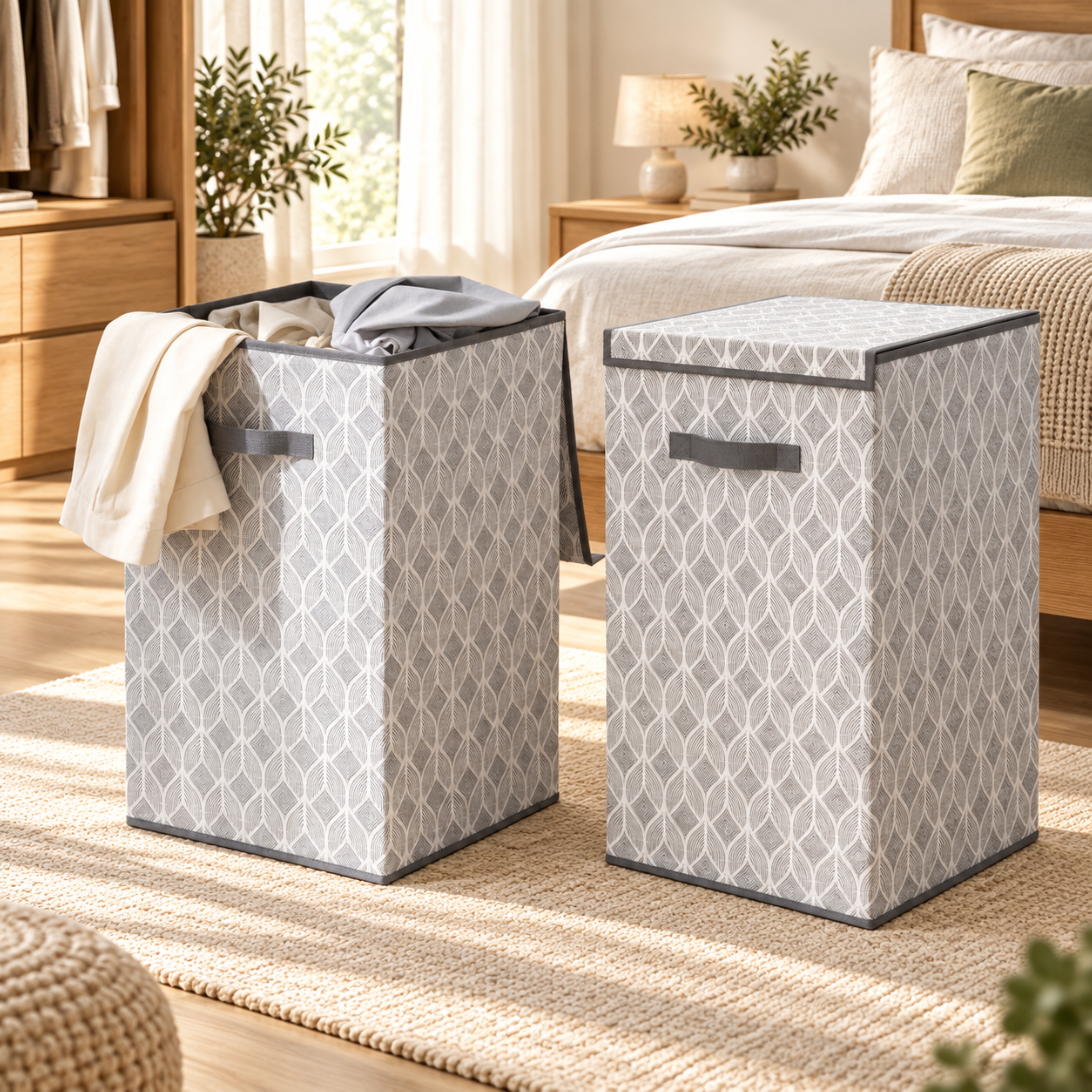 2x 75L Damara Collapsible Laundry and Storage Baskets