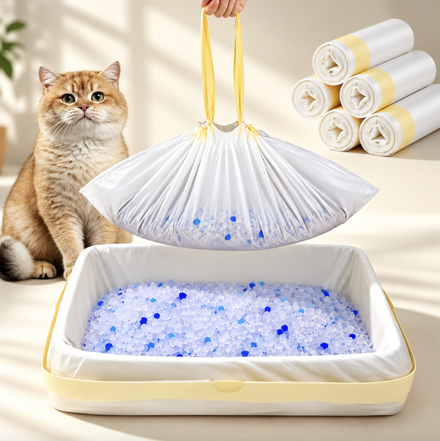 5x 10's Drawstring Cat Litter Liner Bags