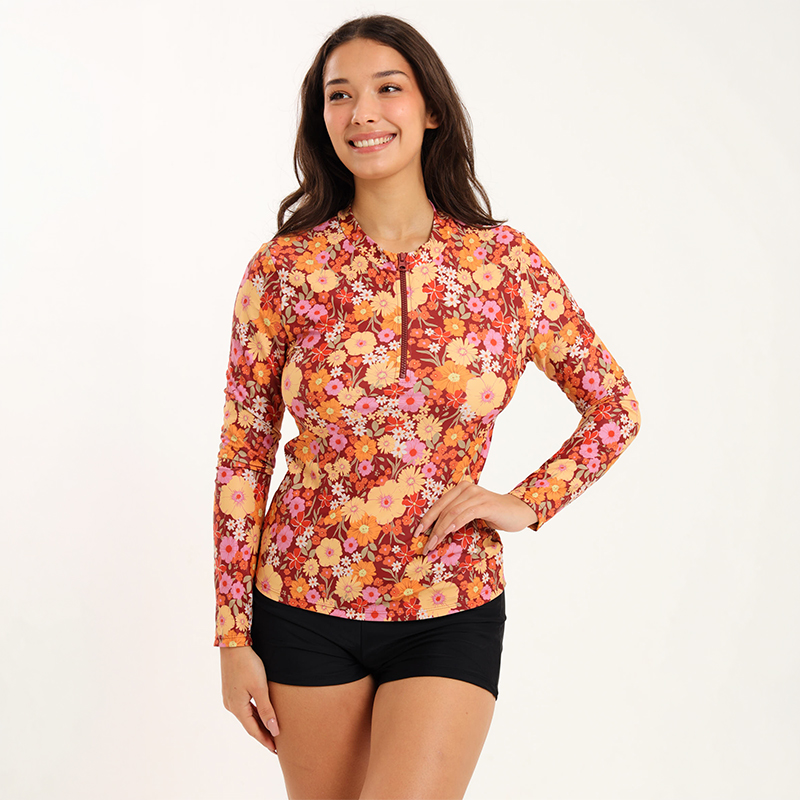 Ladies Long Sleeve Rash and Sun Protection Swim Top