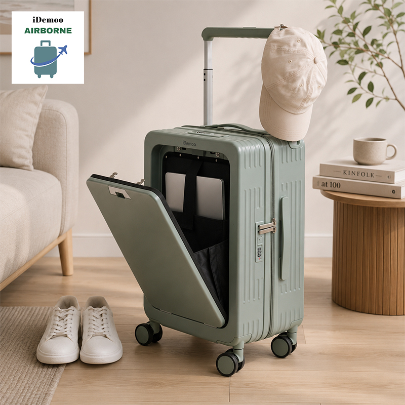 Hardshell Carry On Suitcase with Laptop Compartment and Cup Holder