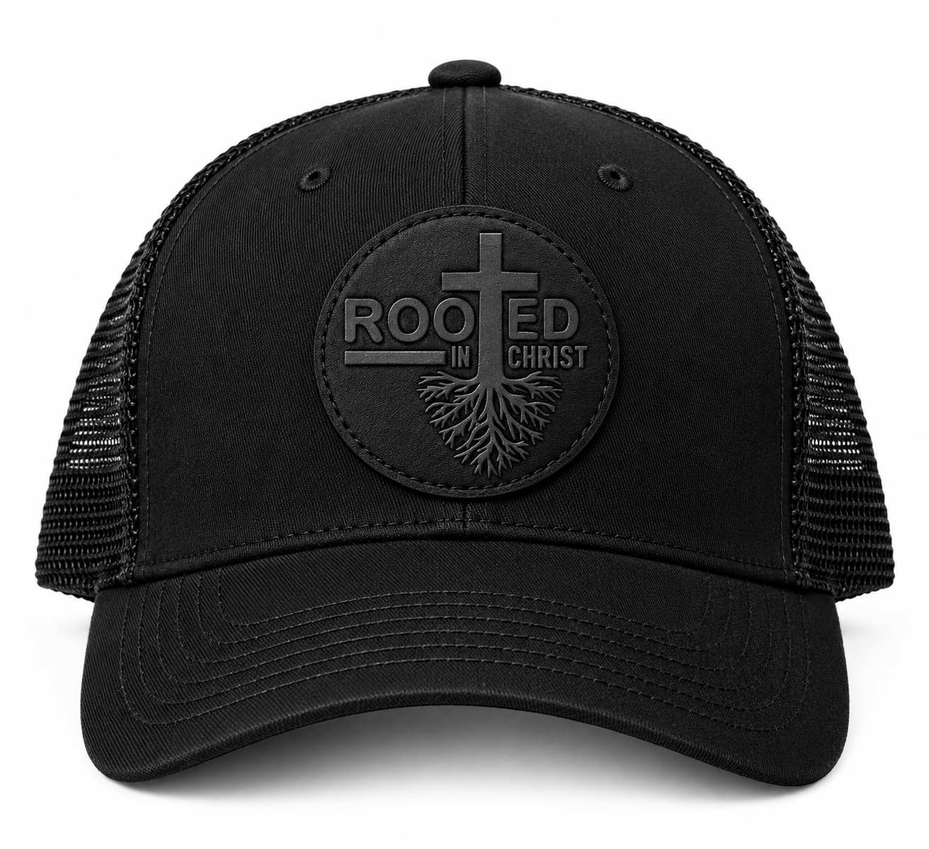 Unisex Black Cap with Genuine Leather Badge