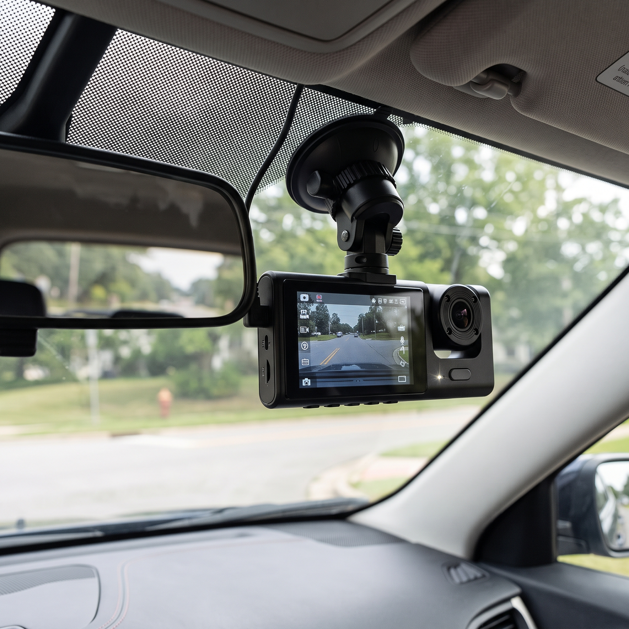 1080p Triple-Lens Dash Cam with Front, Rear and Cabin Recording