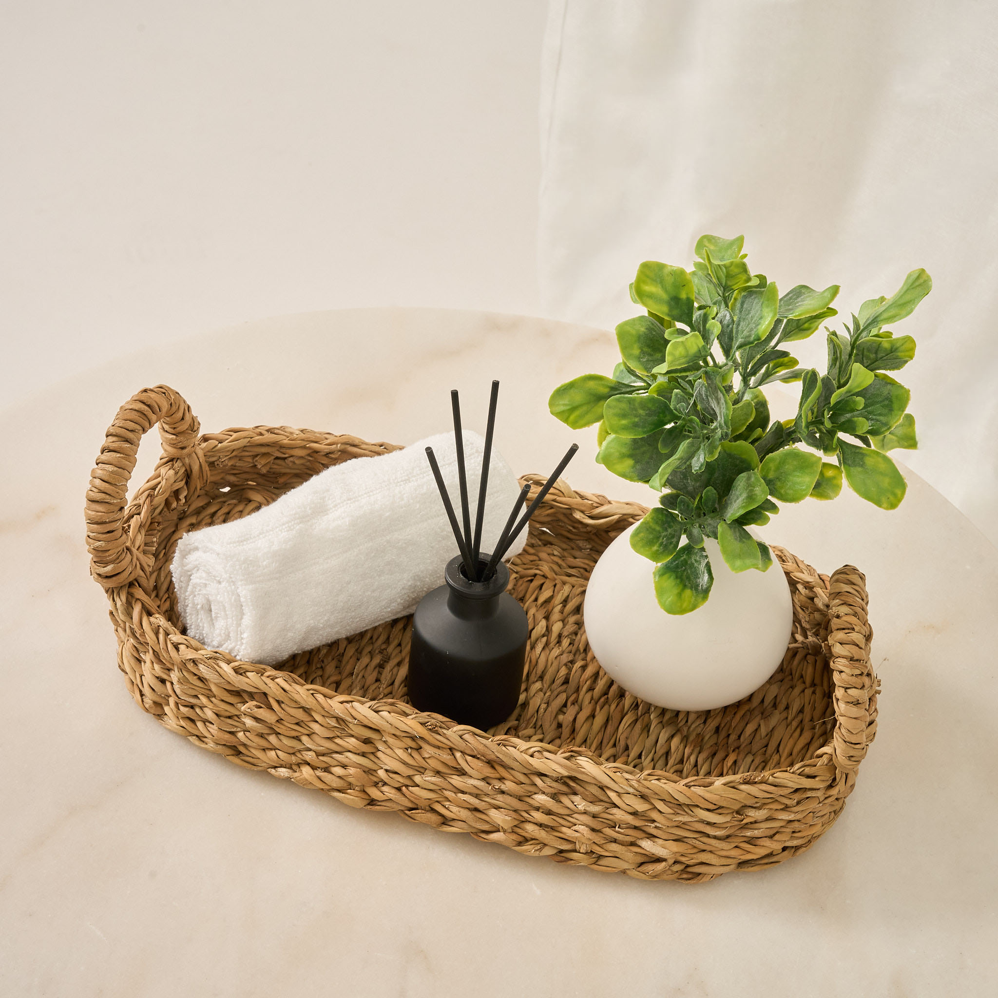 Round or Oval Woven Natural Tray Basket