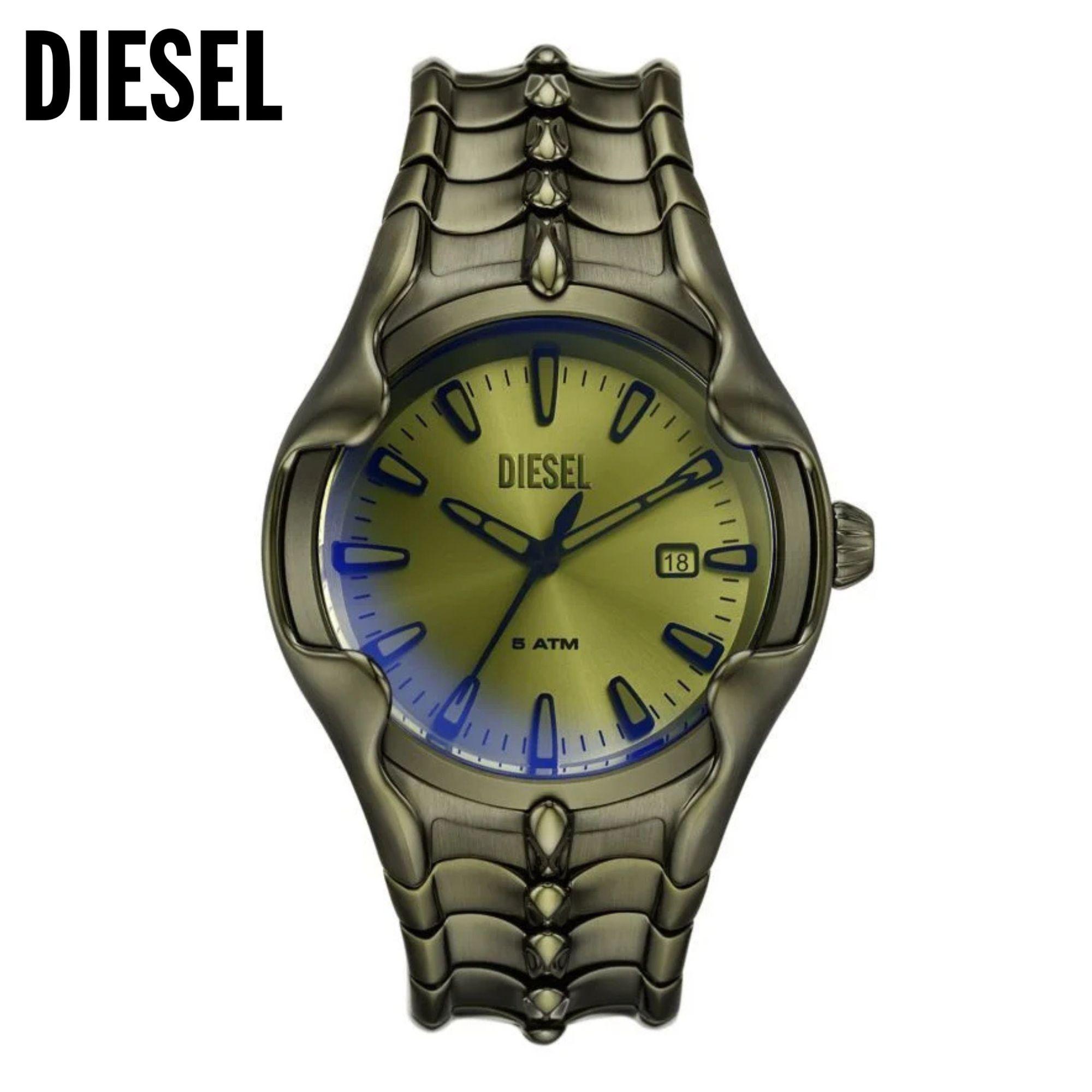 Men's Vert Three-Hand Date Green Stainless Steel Watch