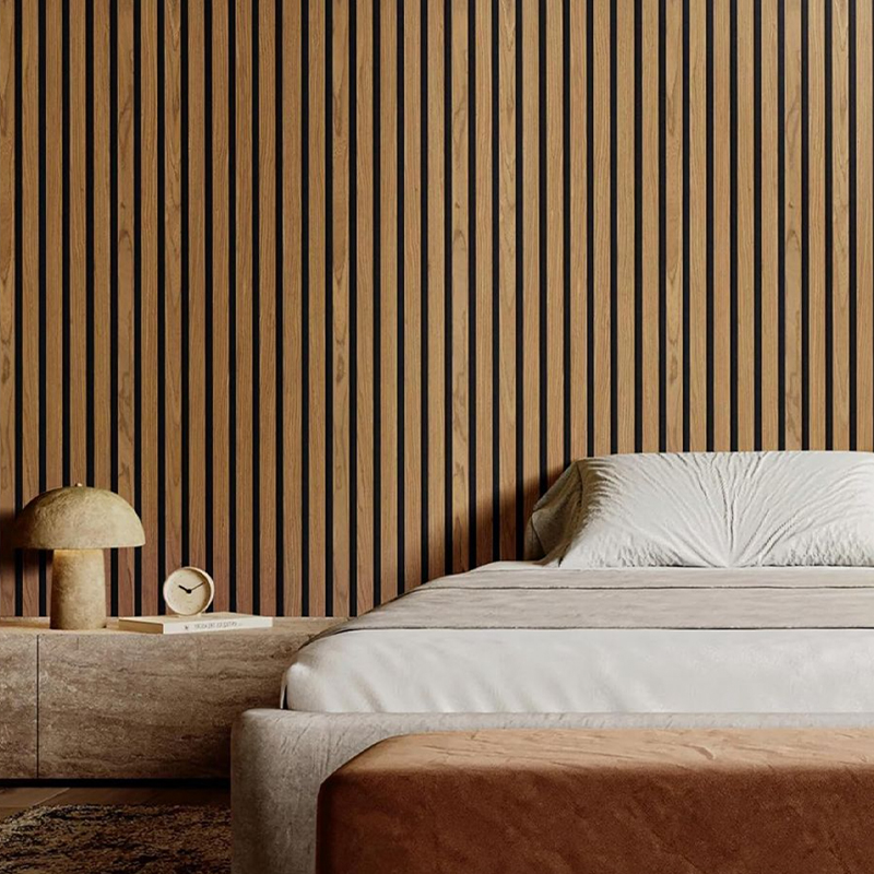 2.4m Contemporary 3D Oak Wood Acoustic Wall Panel