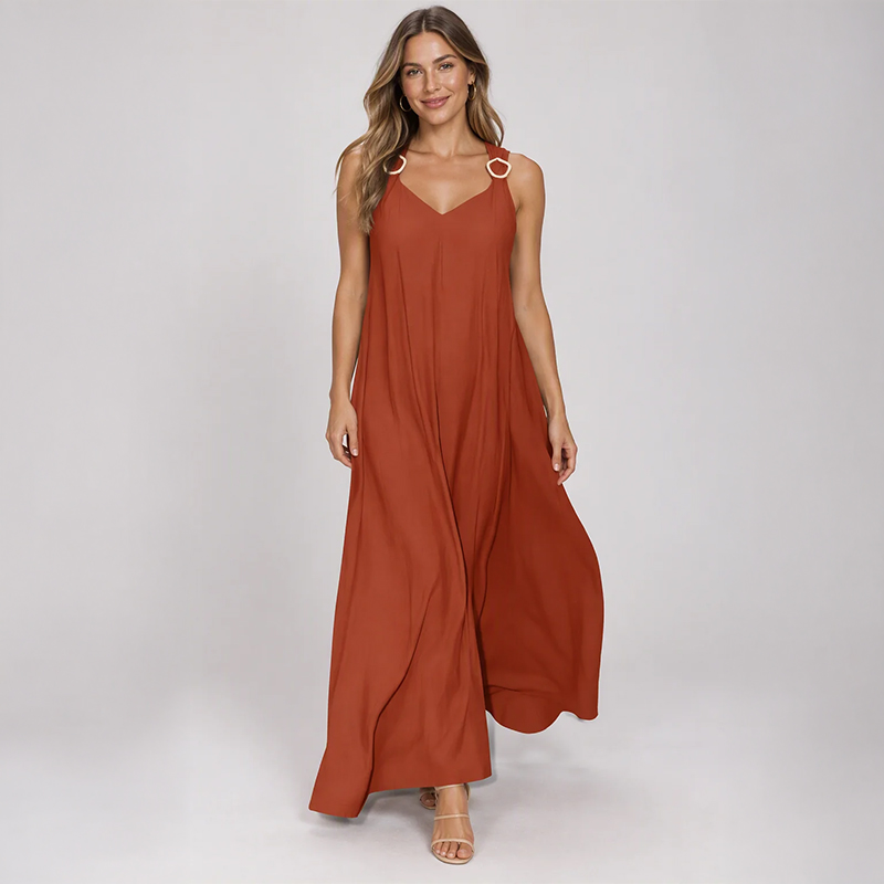 Ladies Relaxed Fit V-Neck Maxi Dress