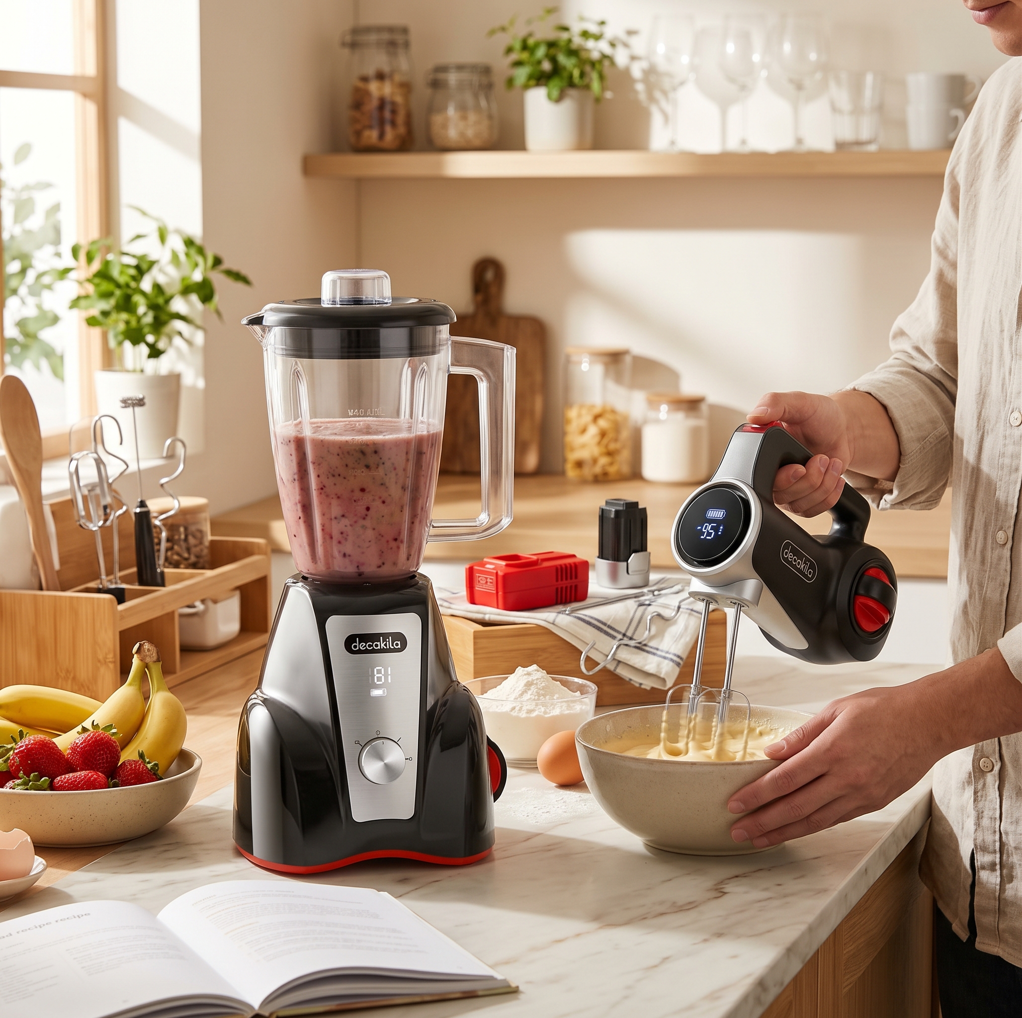 1.5L Cordless Blender and Hand Mixer Set with Battery Pack