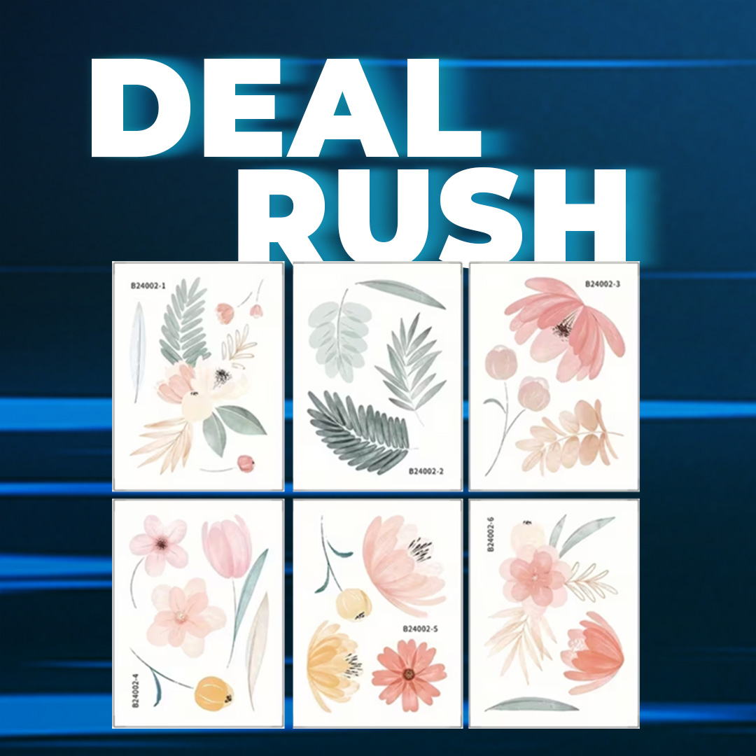 Non-Slip Self-Adhesive Floral Bath Sticker Set
