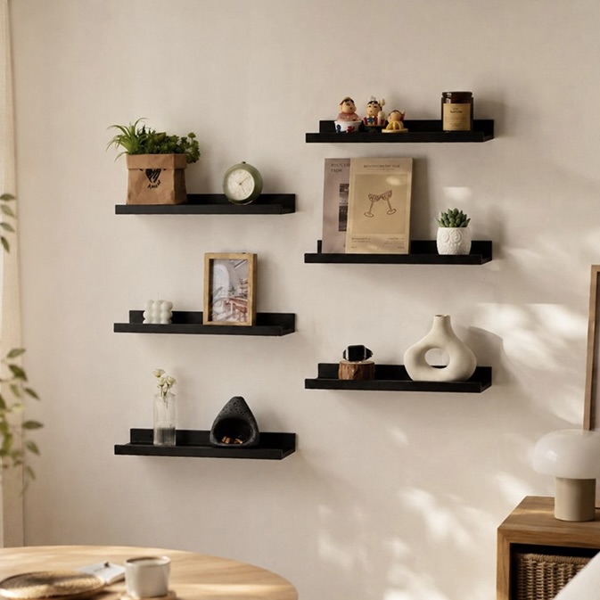 6-Piece Floating Wood Wall Shelves