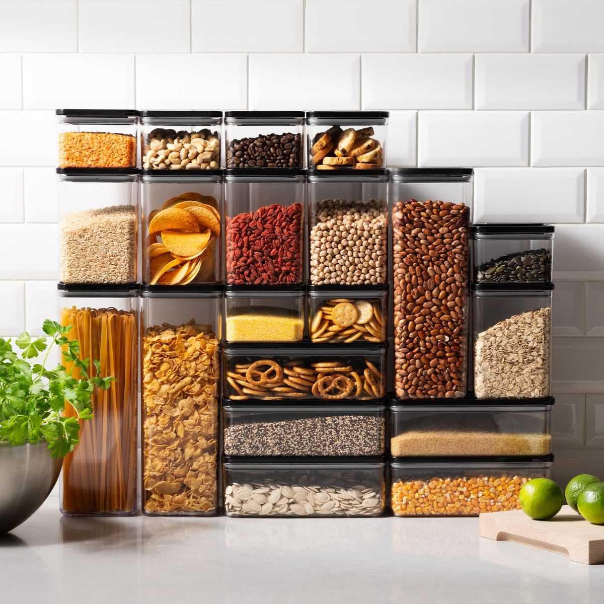 20-Piece BPA-Free Plastic Storage Jars with Lids