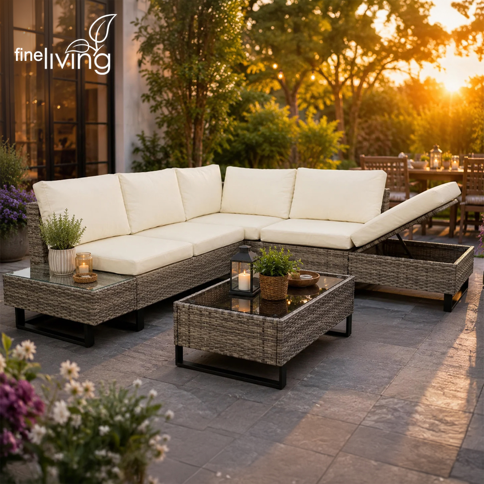 Cyprus Rattan Corner Patio Set with Lift