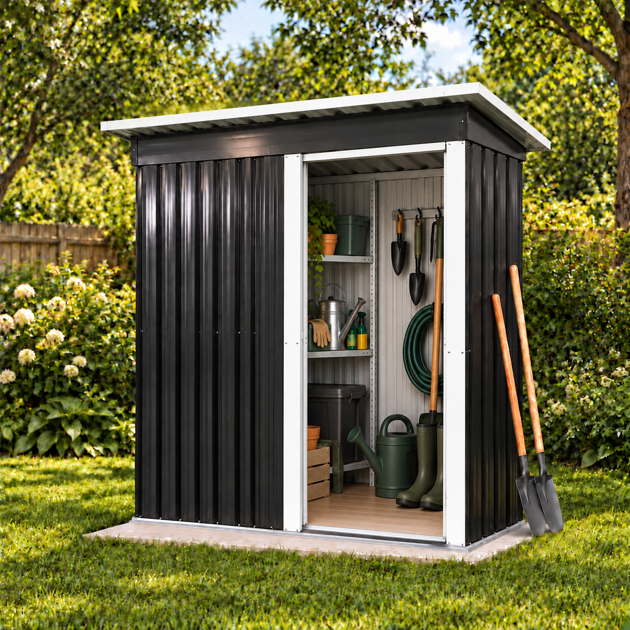 Galvanised Steel Single Door Garden and Storage Shed