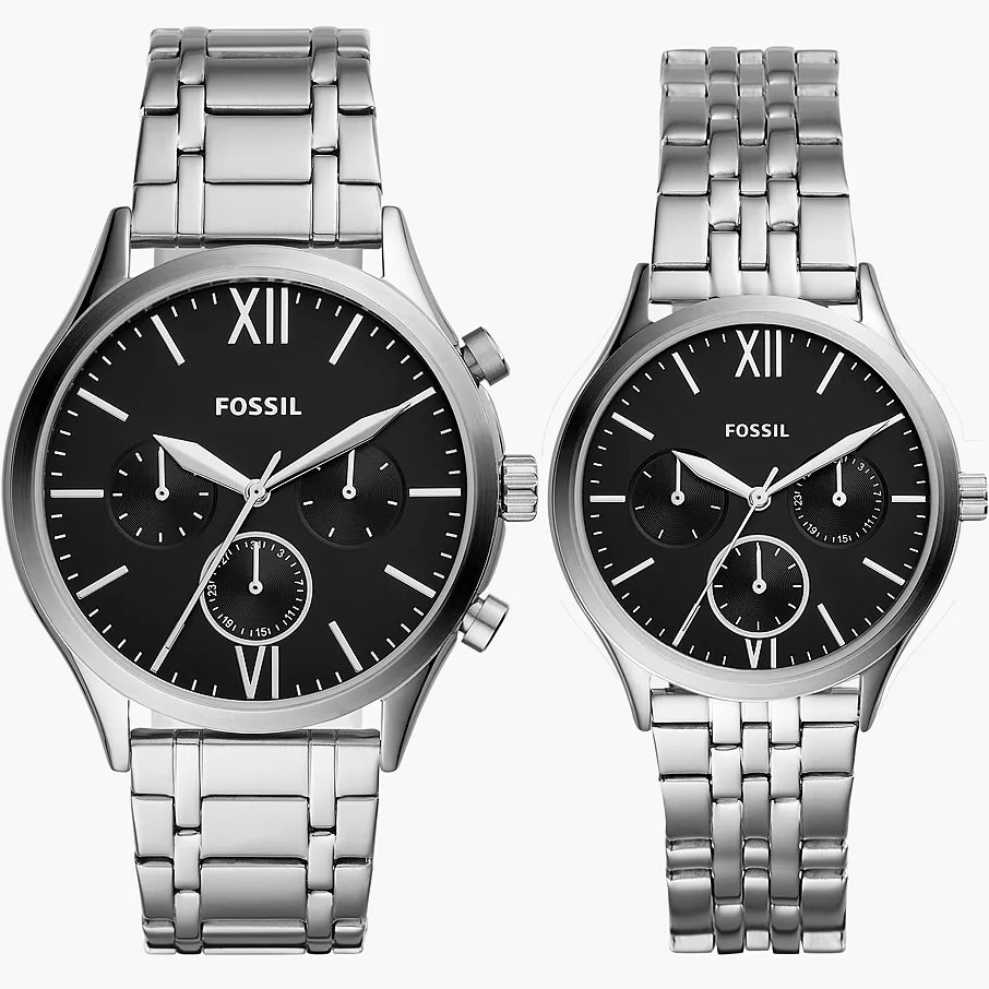 His and Her Fenmore Multifunction Stainless Steel Watch Gift Set