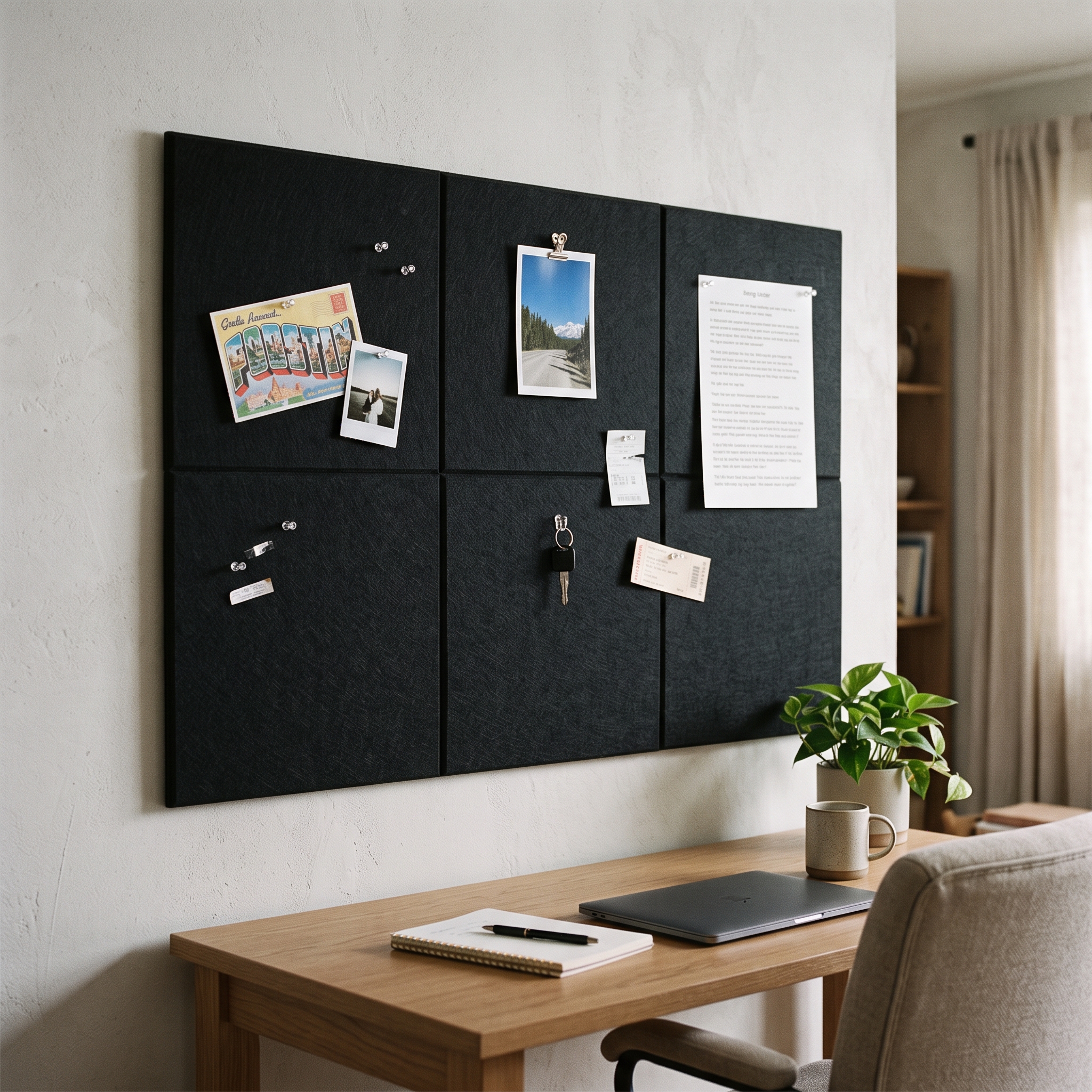 6x Self-Adhesive Felt Pin Board and Soundproofing Tiles