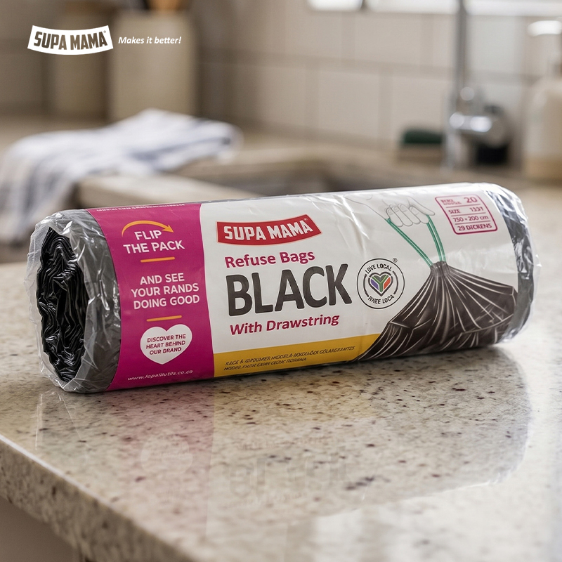 20's Black Drawstring Refuse Bags