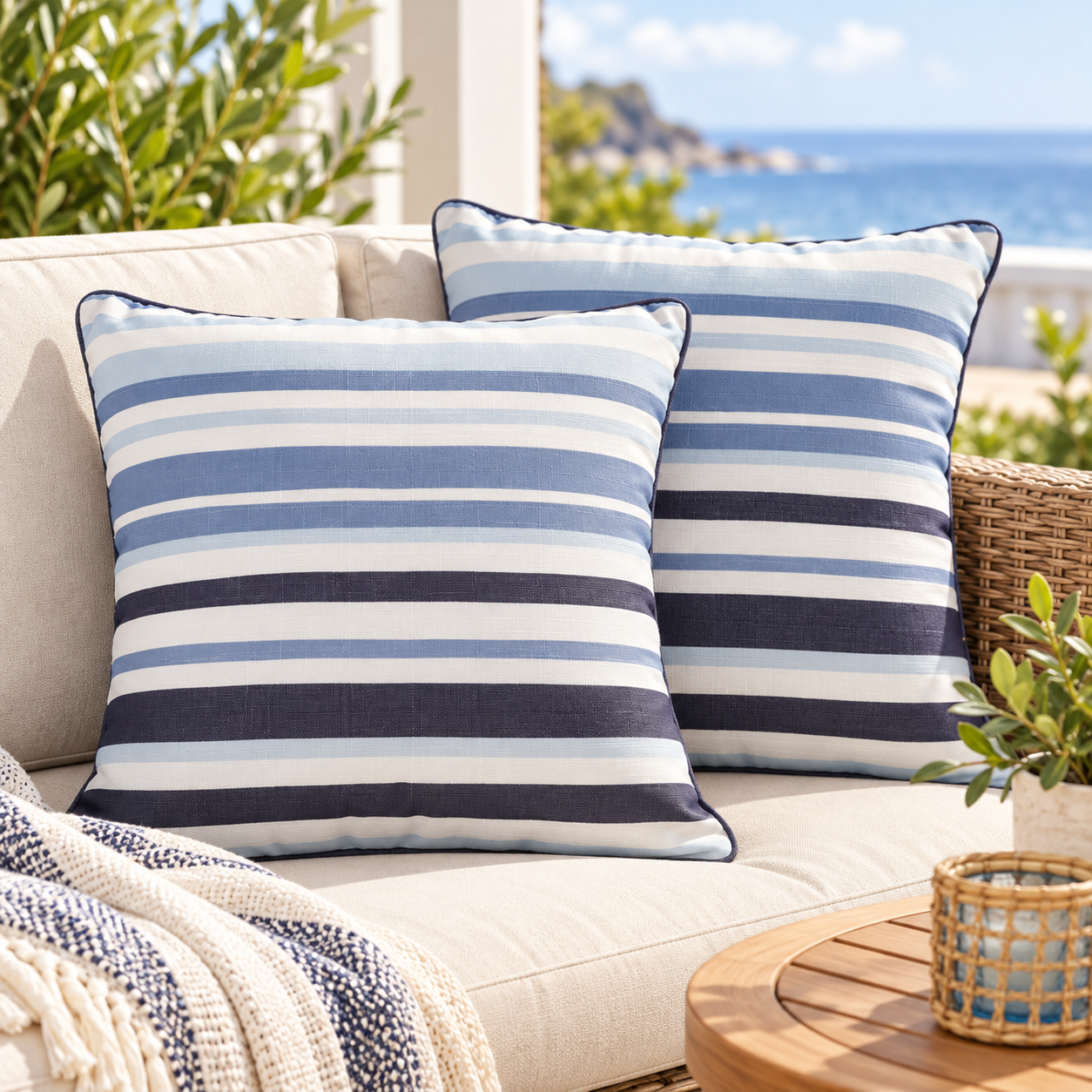 2x 42cm Decorative Outdoor Cushions