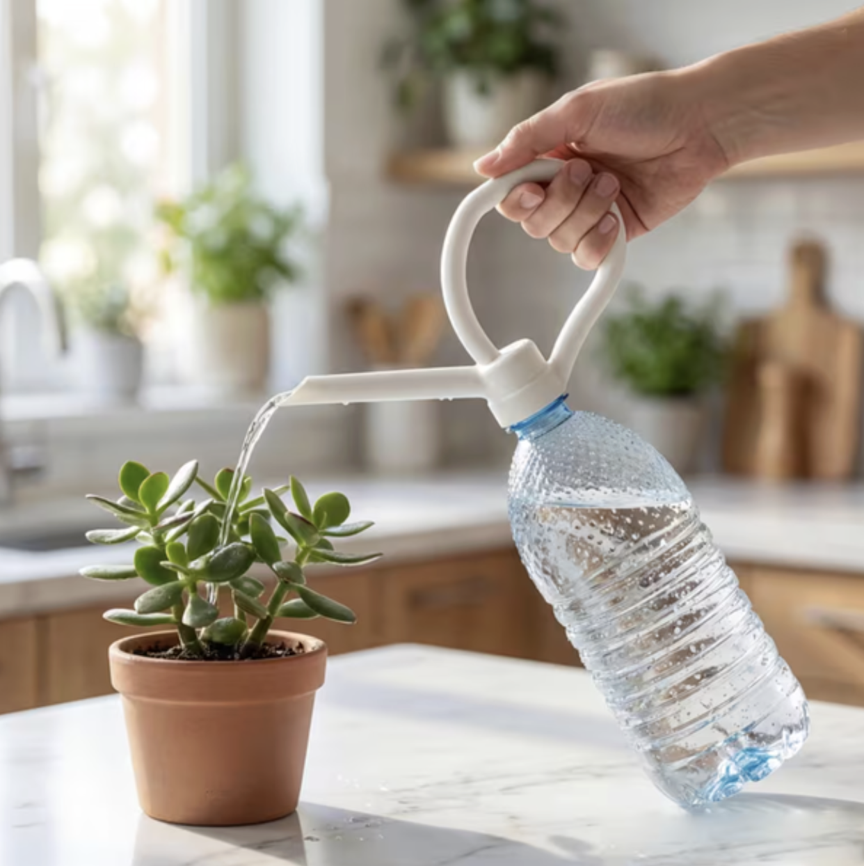 Screw-On Water Bottle Plant Watering Spout with Handle