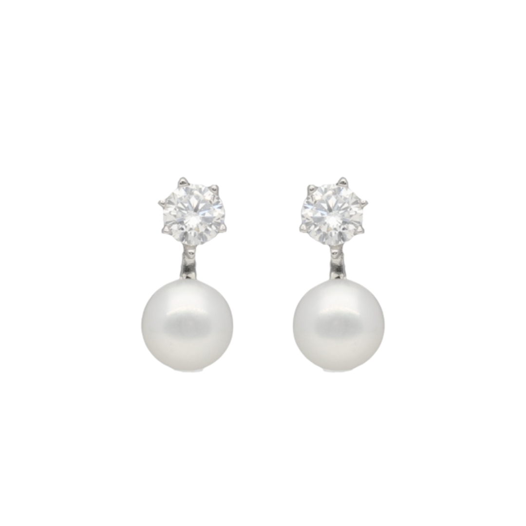 Sterling Silver Fresh Water Pearl Cubic Zirconia Studs