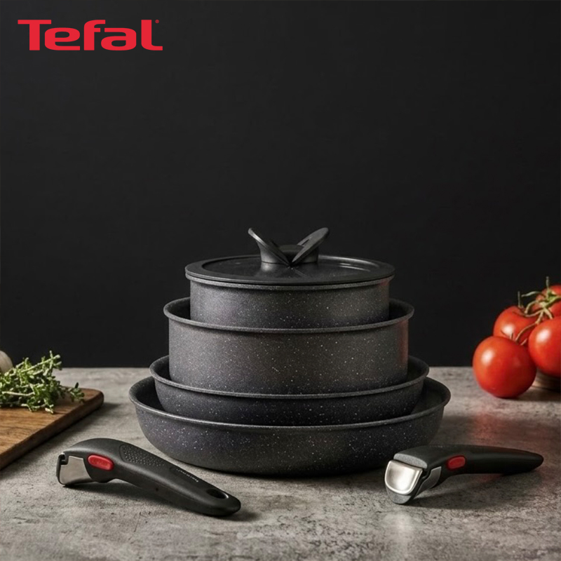8-Piece Ingenio Oven Safe Stone Grey Cookware Set