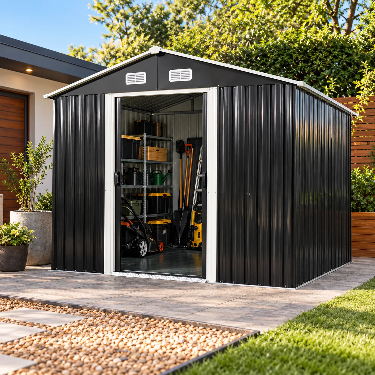 Galvanised Steel Outdoor Garden and Tool Storage Shed