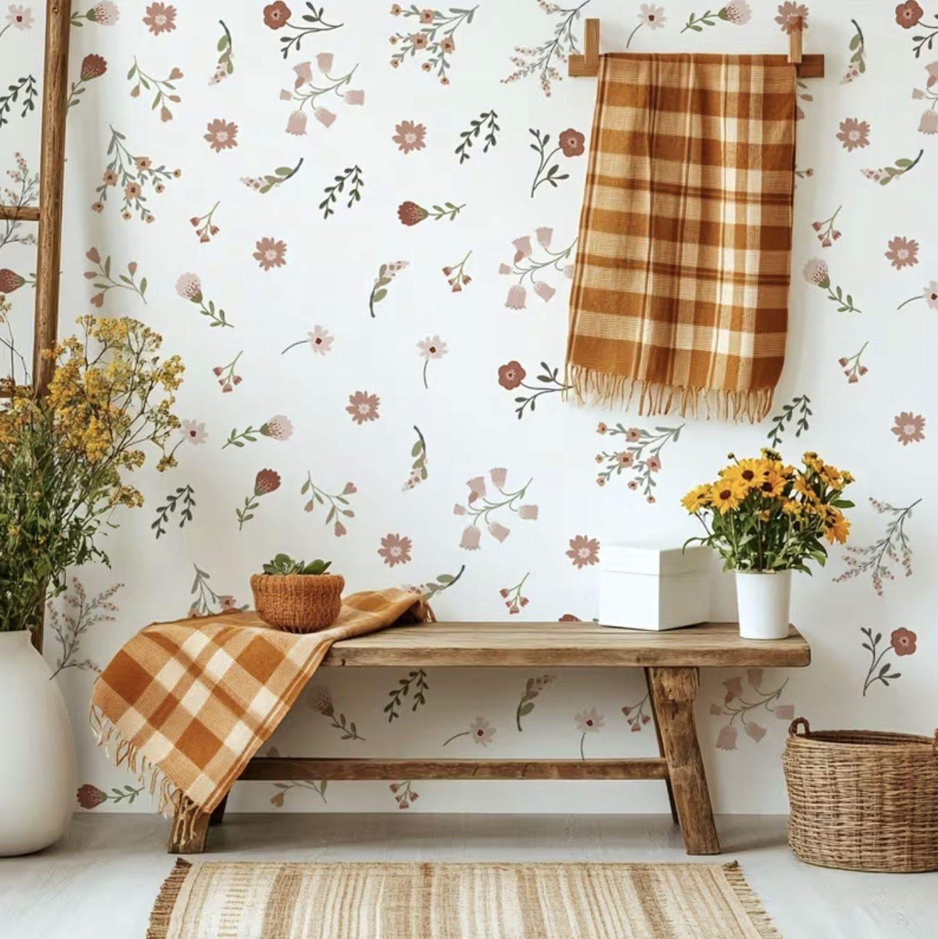 62x Decorative Floral Wall Stickers