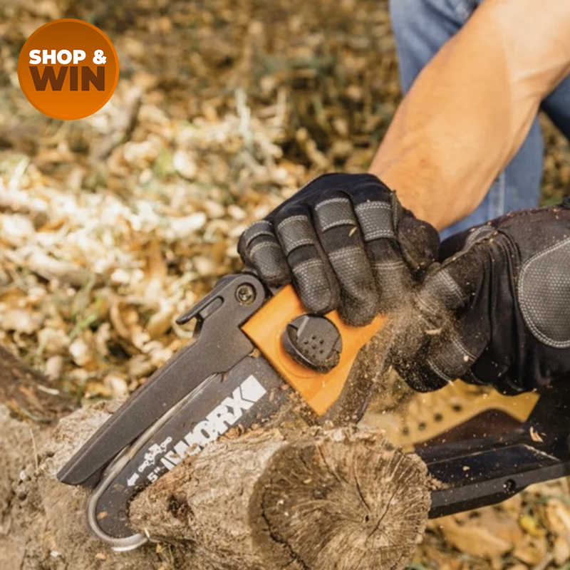 20V Cordless One-Handed Chainsaw with Battery (Model WG324E.9)