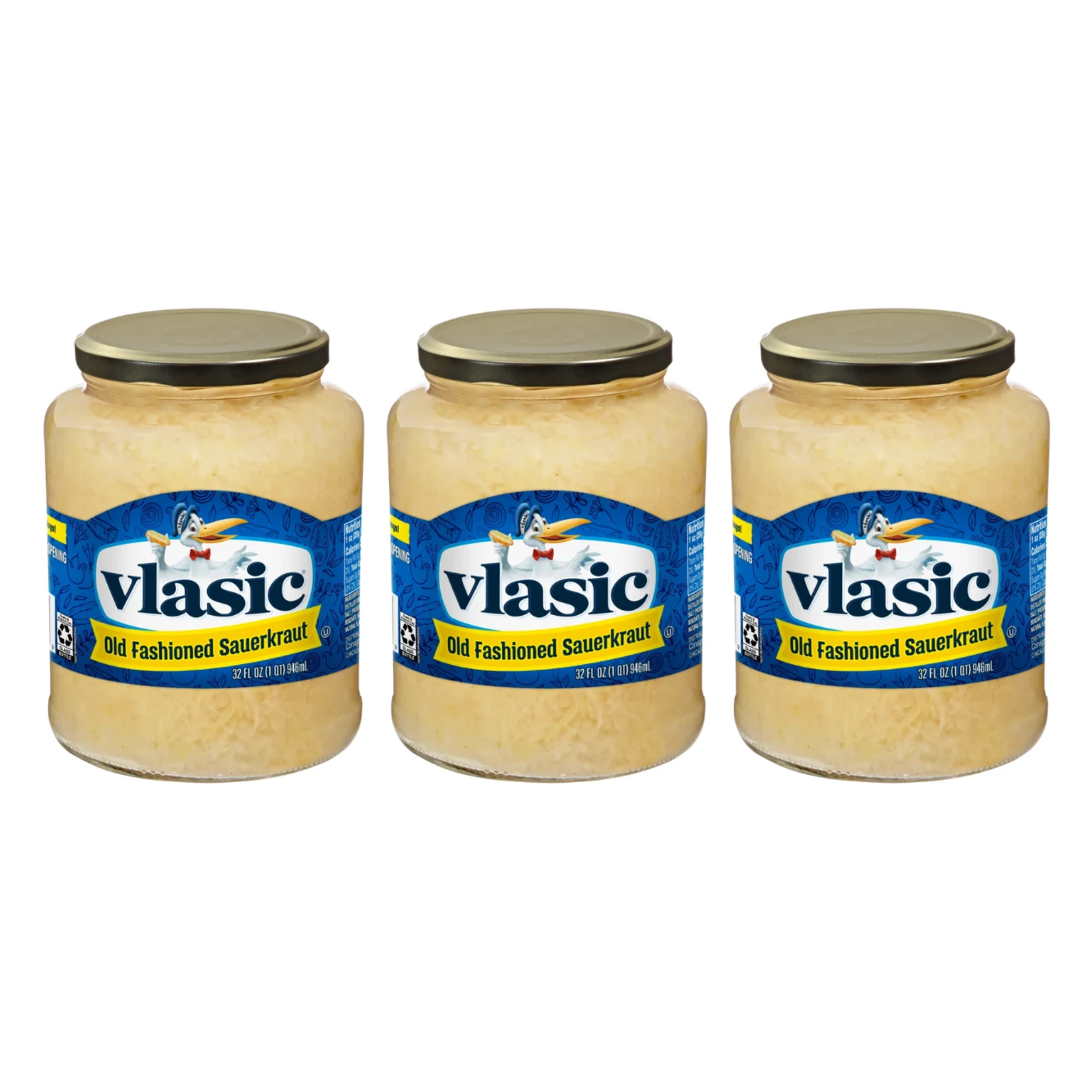 3x 946ml Old Fashioned Sauerkraut Jars
