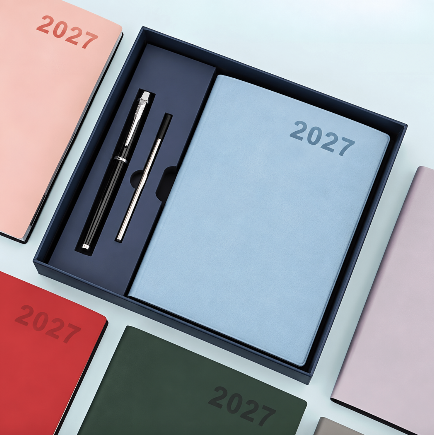 2027 A5 Faux Leather Diary and Pen Gift Set