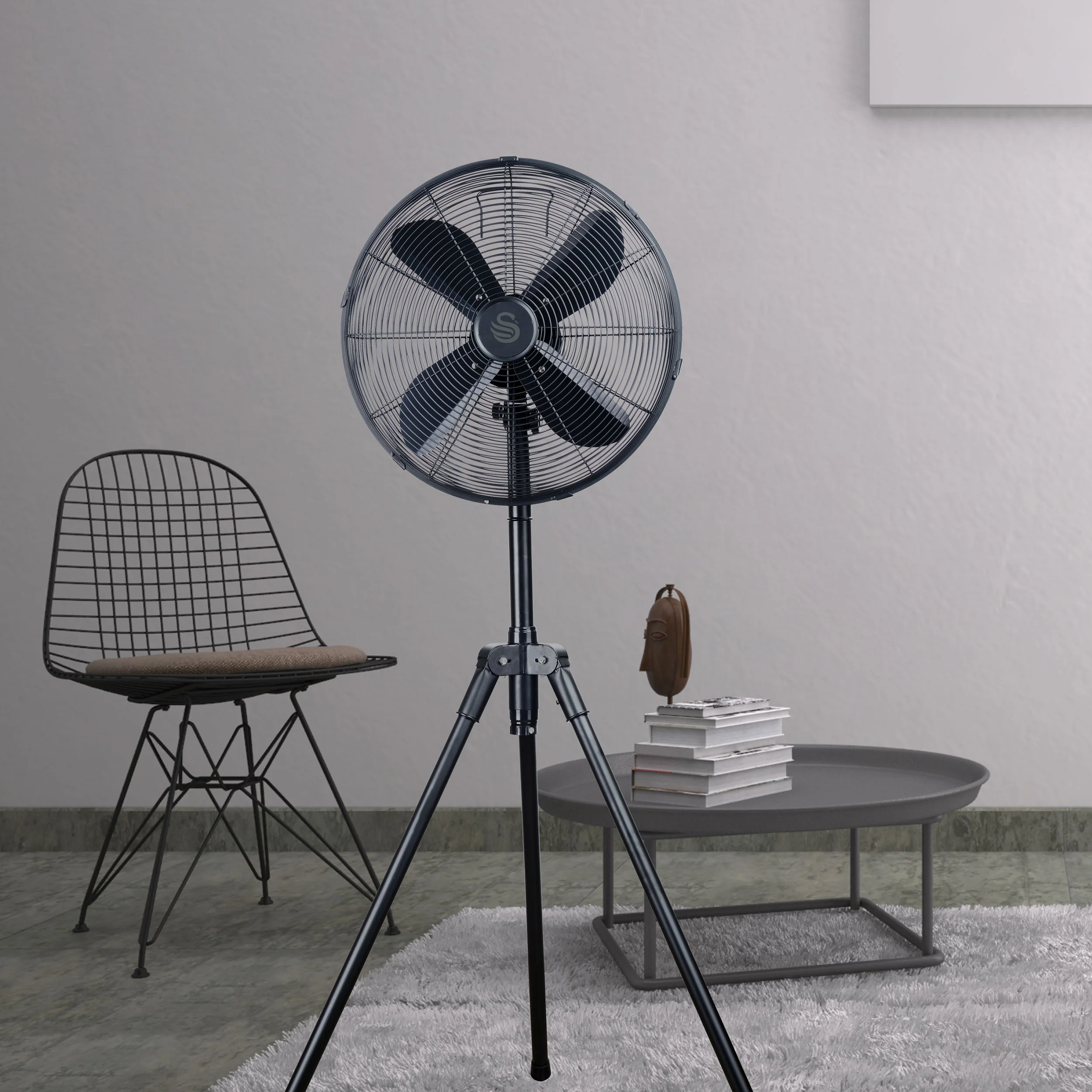 45cm Stealth Black Tripod Pedestal Fan