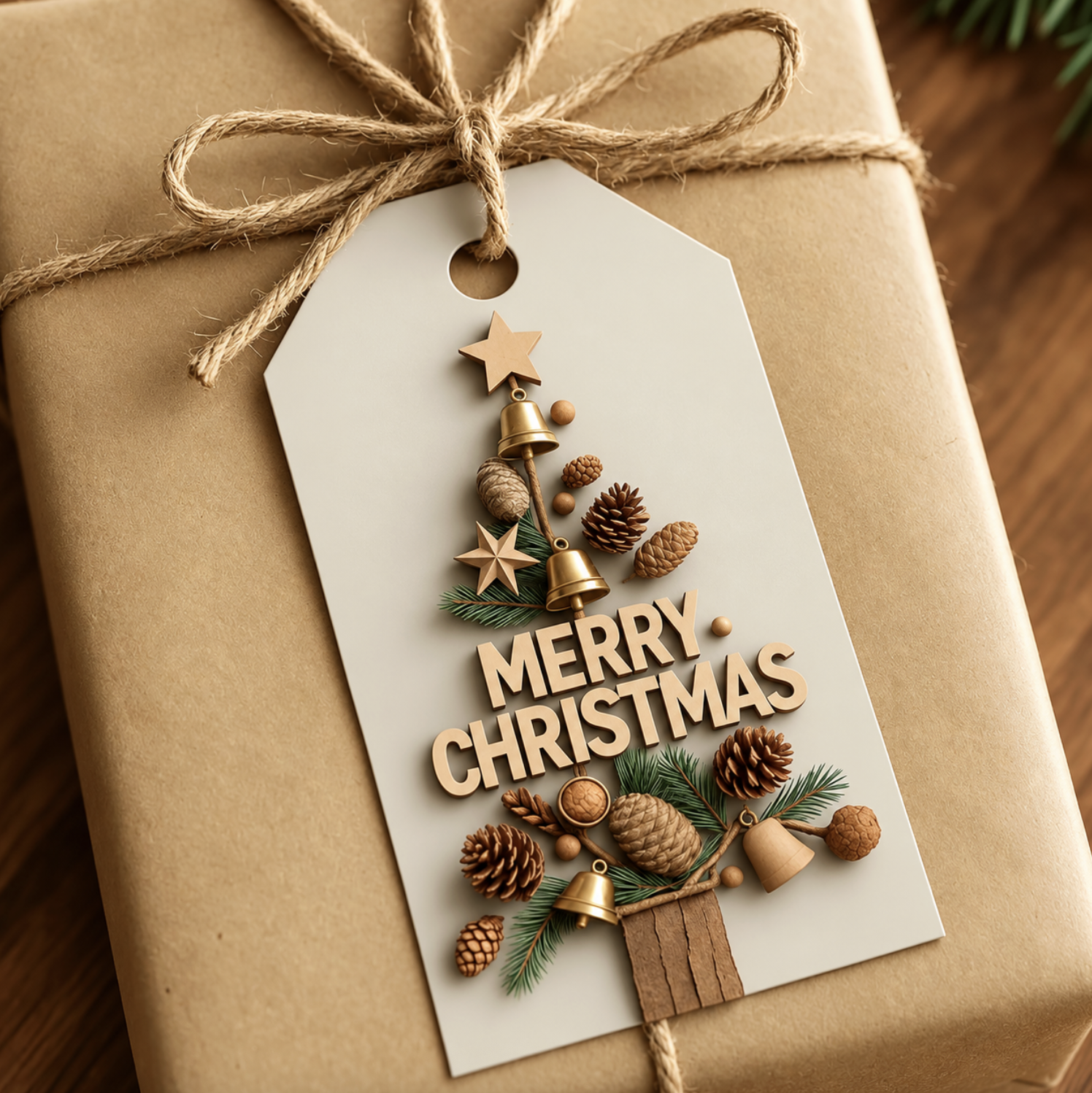 48x Christmas Labels with Hemp String