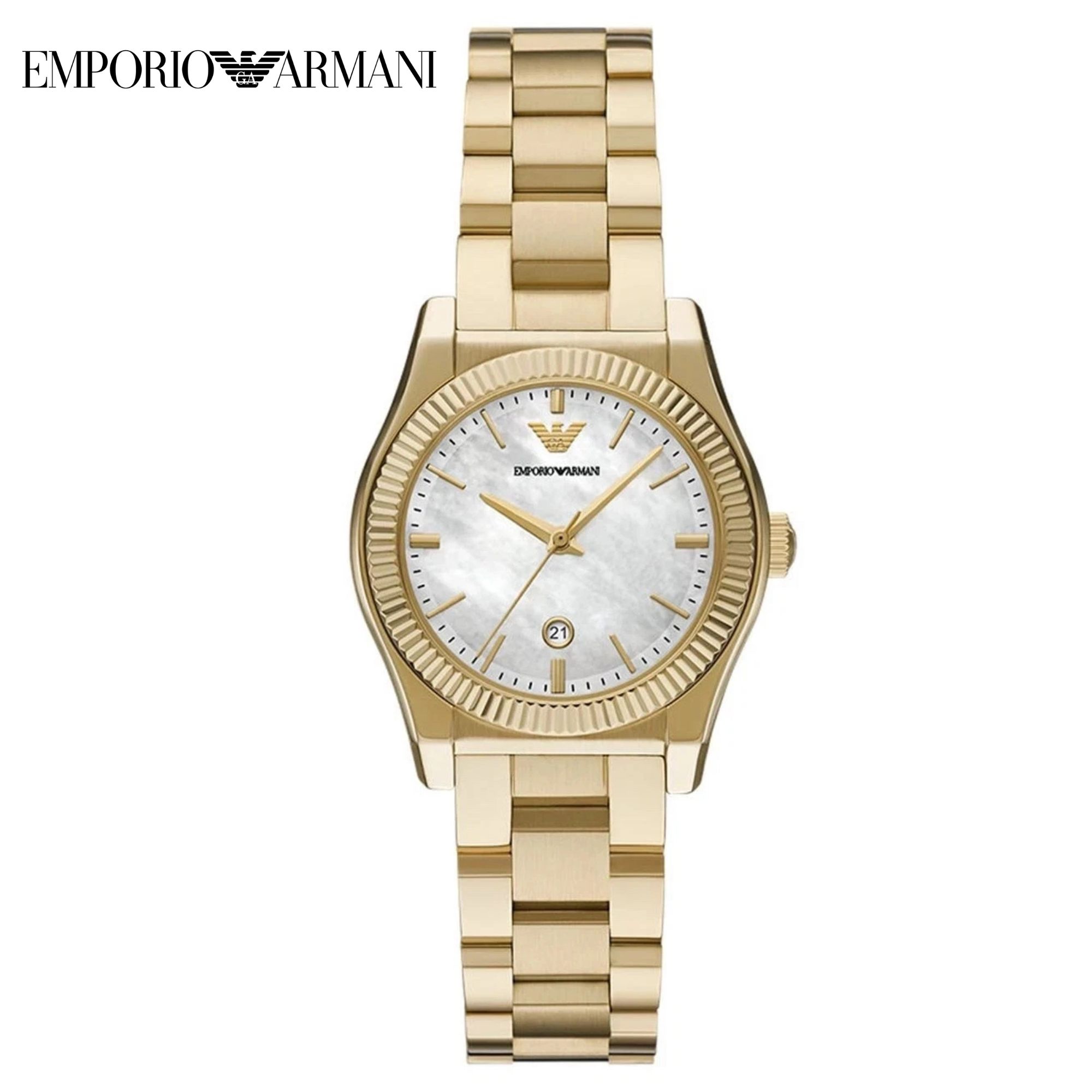 Ladies Three-Hand Date Gold-Tone Stainless Steel Watch