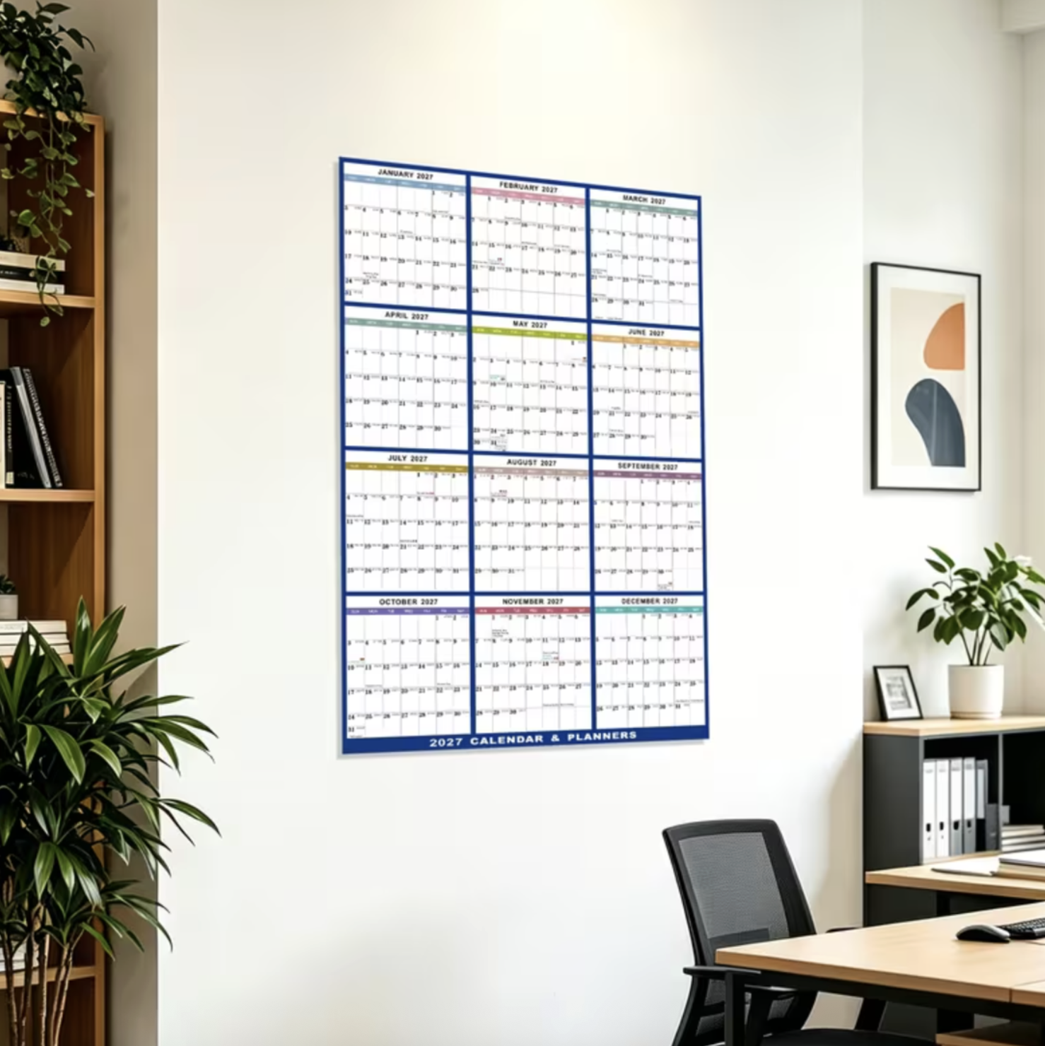 Large Double-Sided 2027 Erasable Calendar with Markers