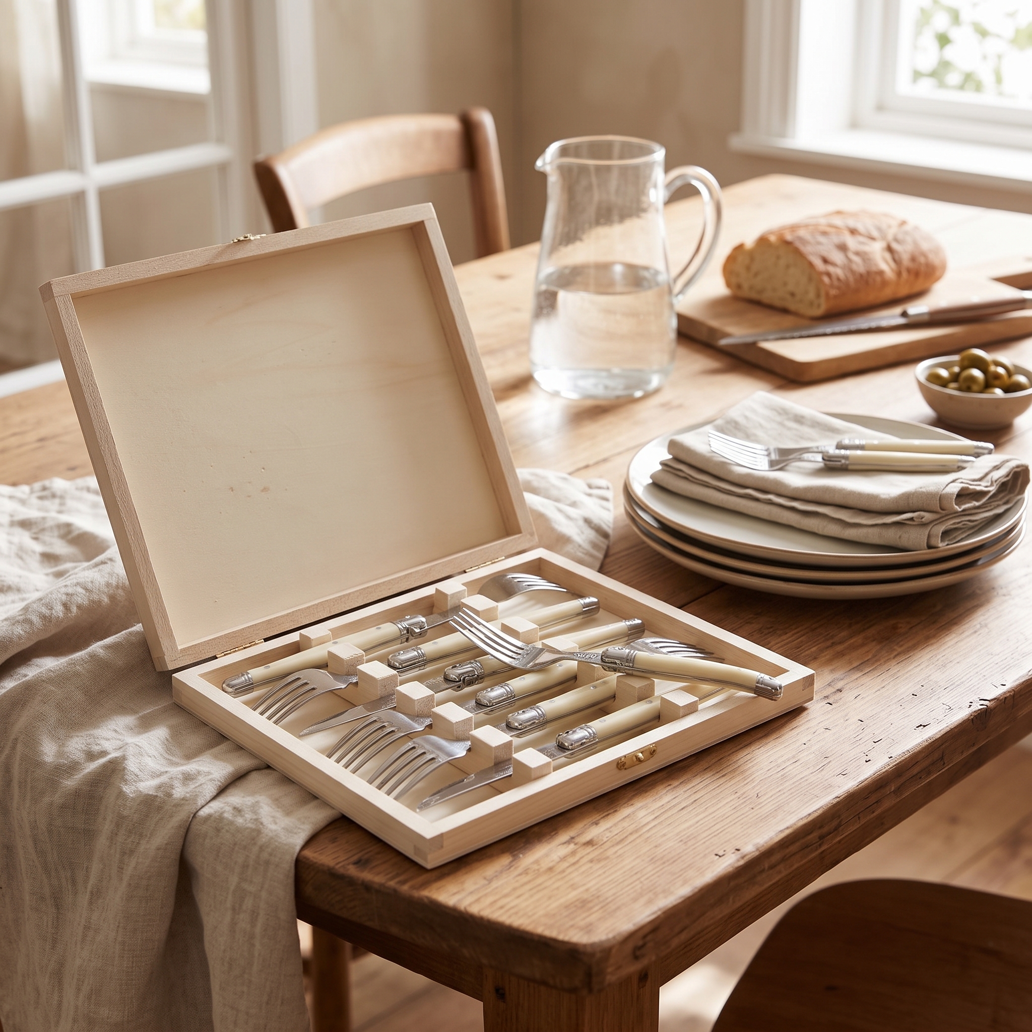 6x Ivory Classique Fork Set in Wooden Box