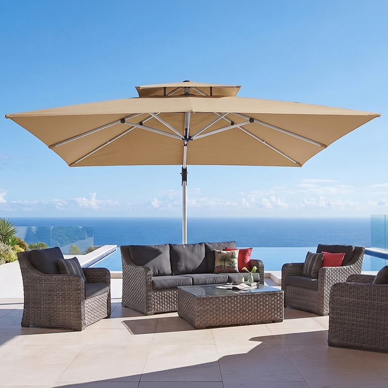 Weather-Resistant Cantilever Umbrella with Base