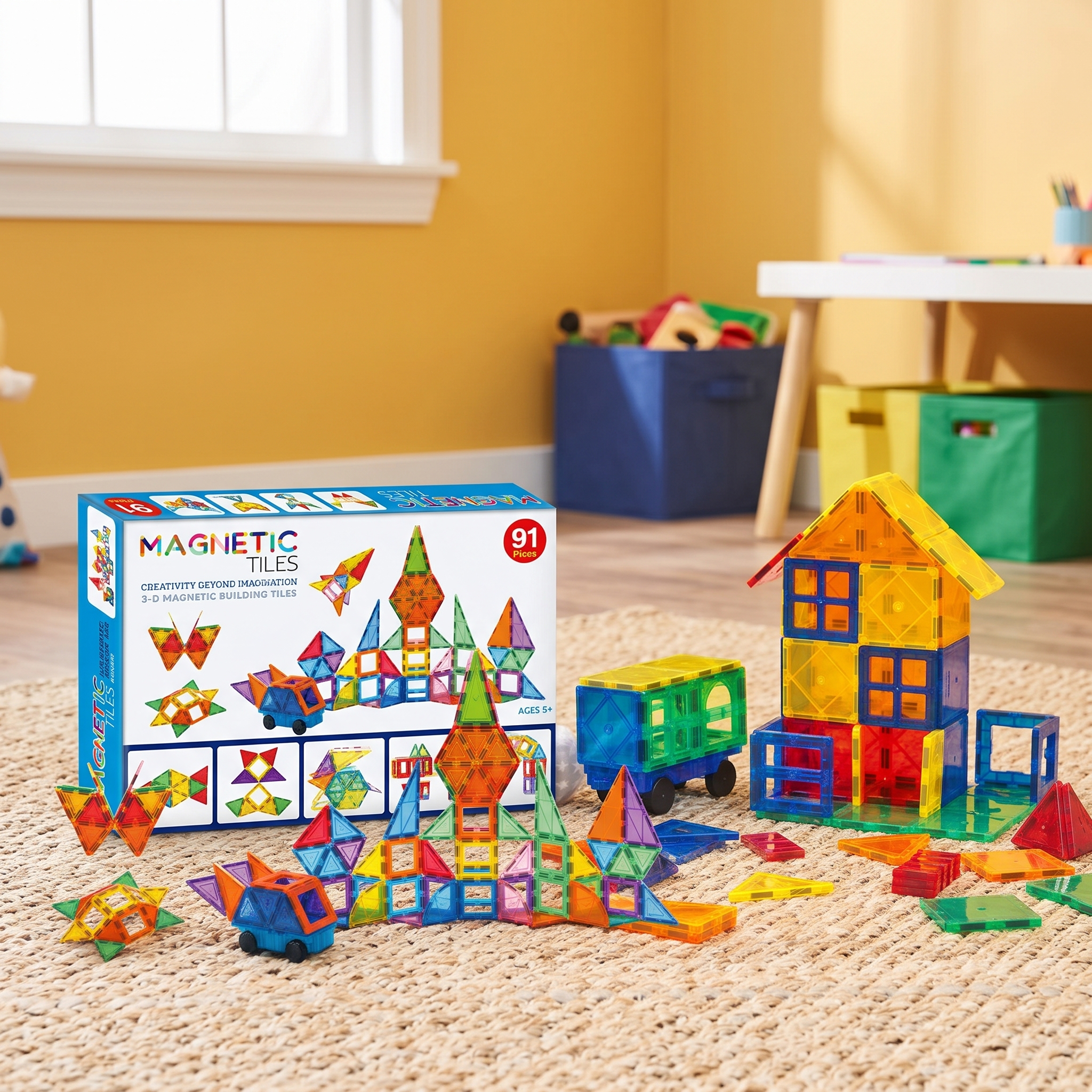 2x 91-Piece 3D Magnetic Building Tiles