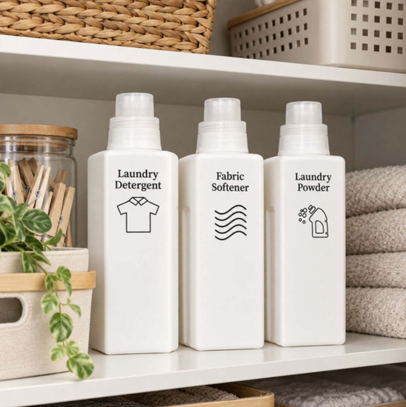 3x Reusable Laundry Detergent Bottles with Labels