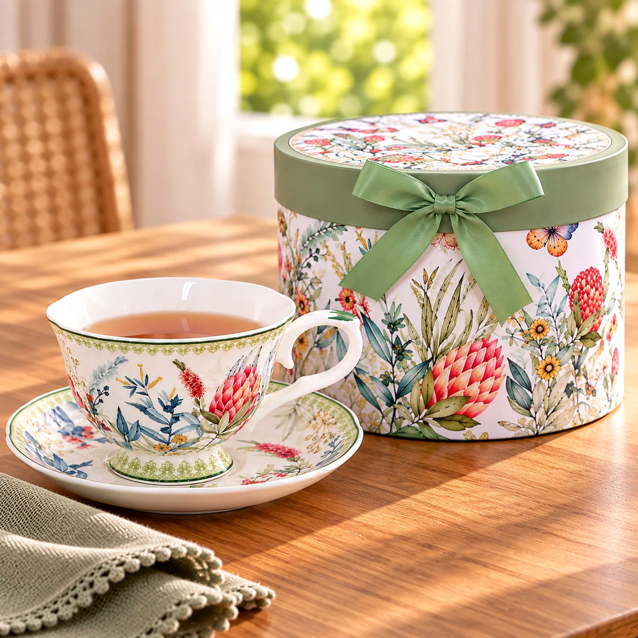 220ml Protea Boxed Teacup and Saucer