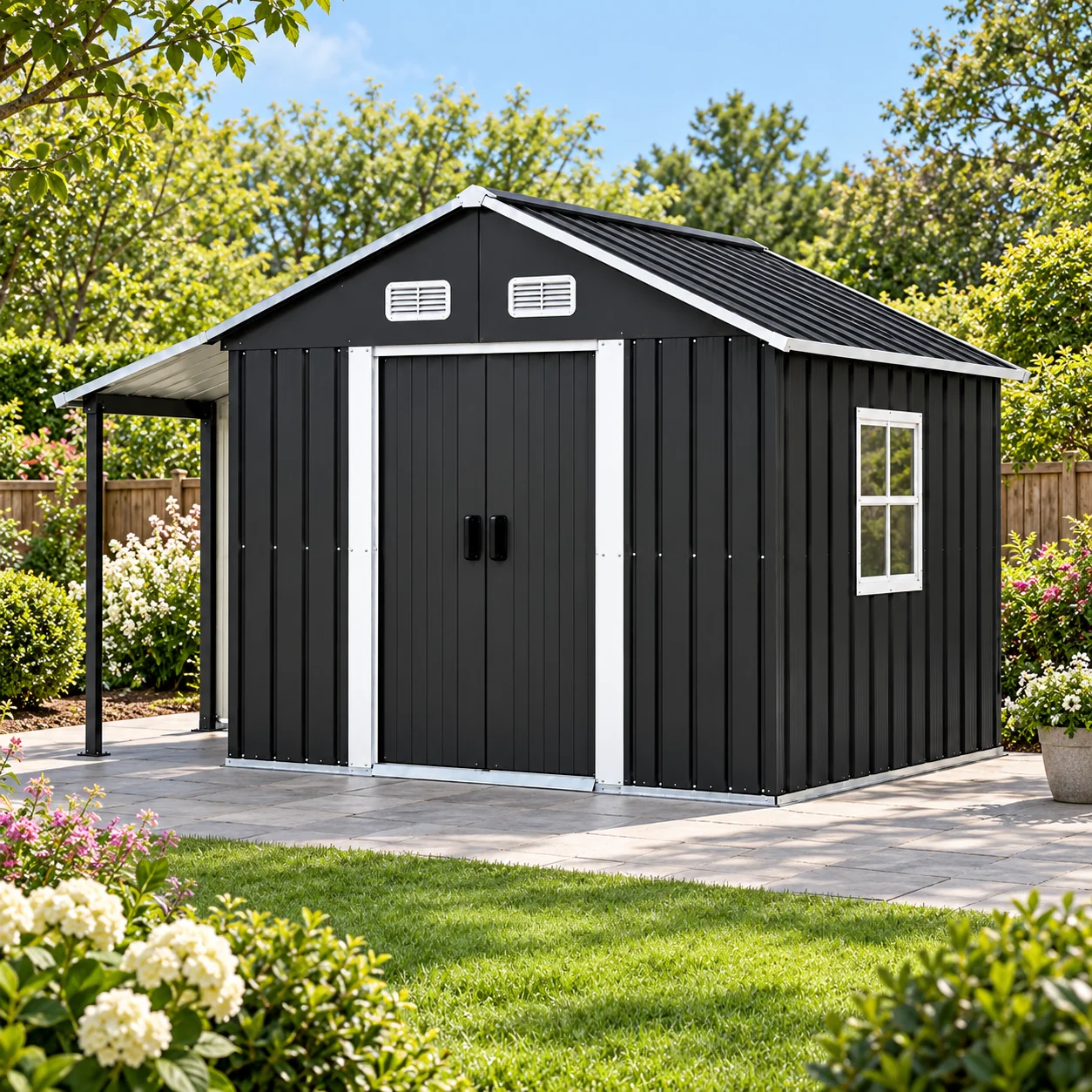 Galvanised Steel Double Door Garden Shed