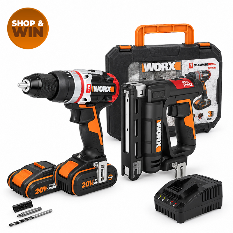 20V Cordless Hammer Drill and NITRO Crown Stapler