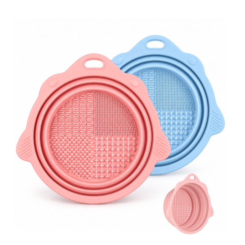 2-in-1 Foldable Silicone Makeup Brush Cleaner Bowl & Scrub Pad