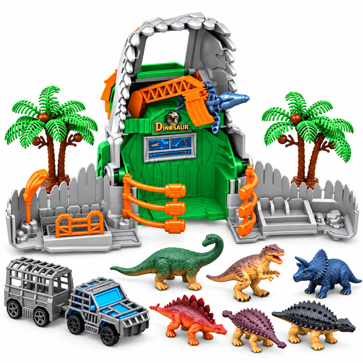 14-Piece Dinosaur Head Folding Playset