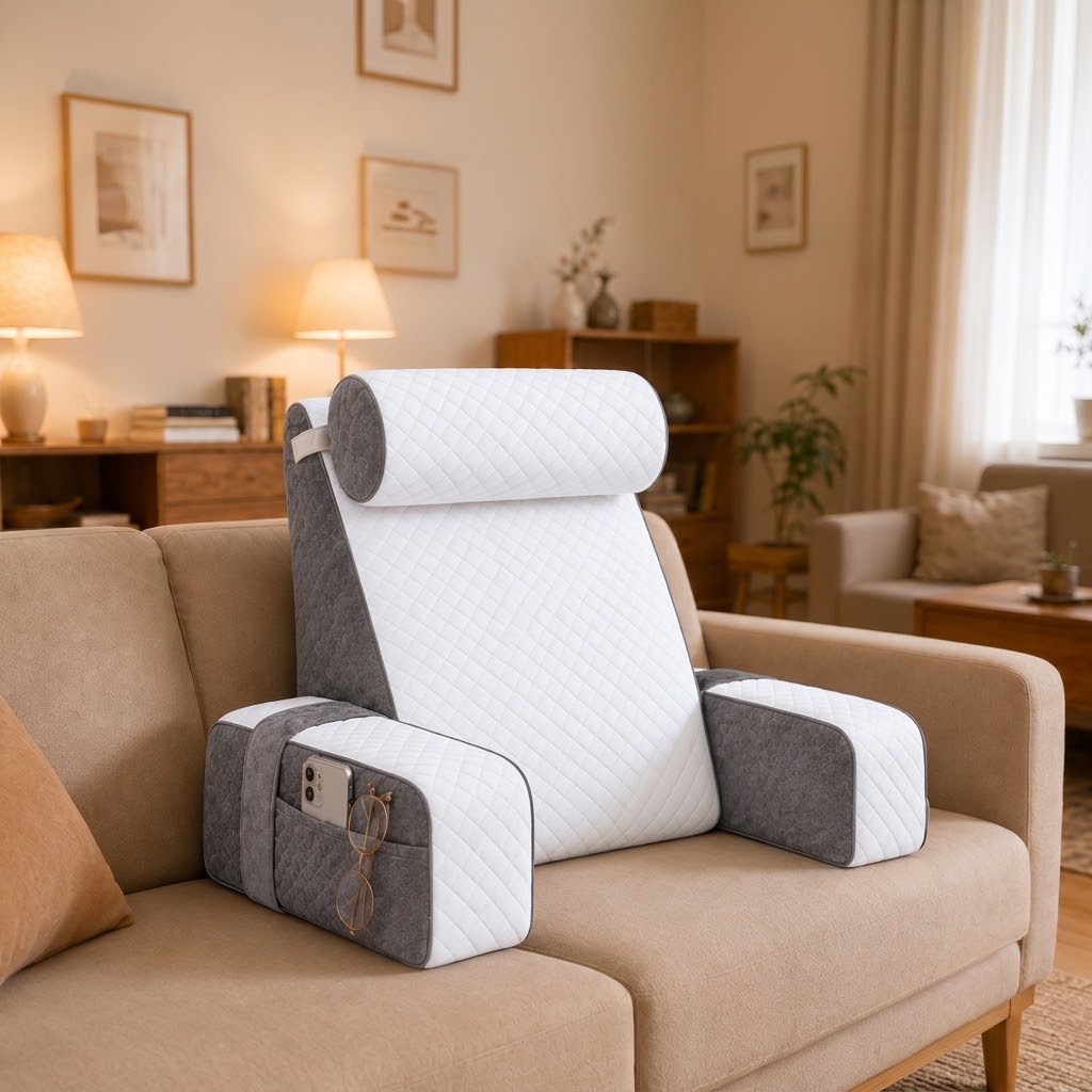 Detachable Reading Pillow with Armrests and Headrest