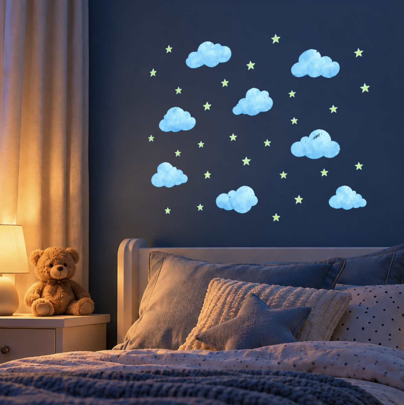 36-Piece Glow-in-the-Dark Cloud and Star Sticker Set