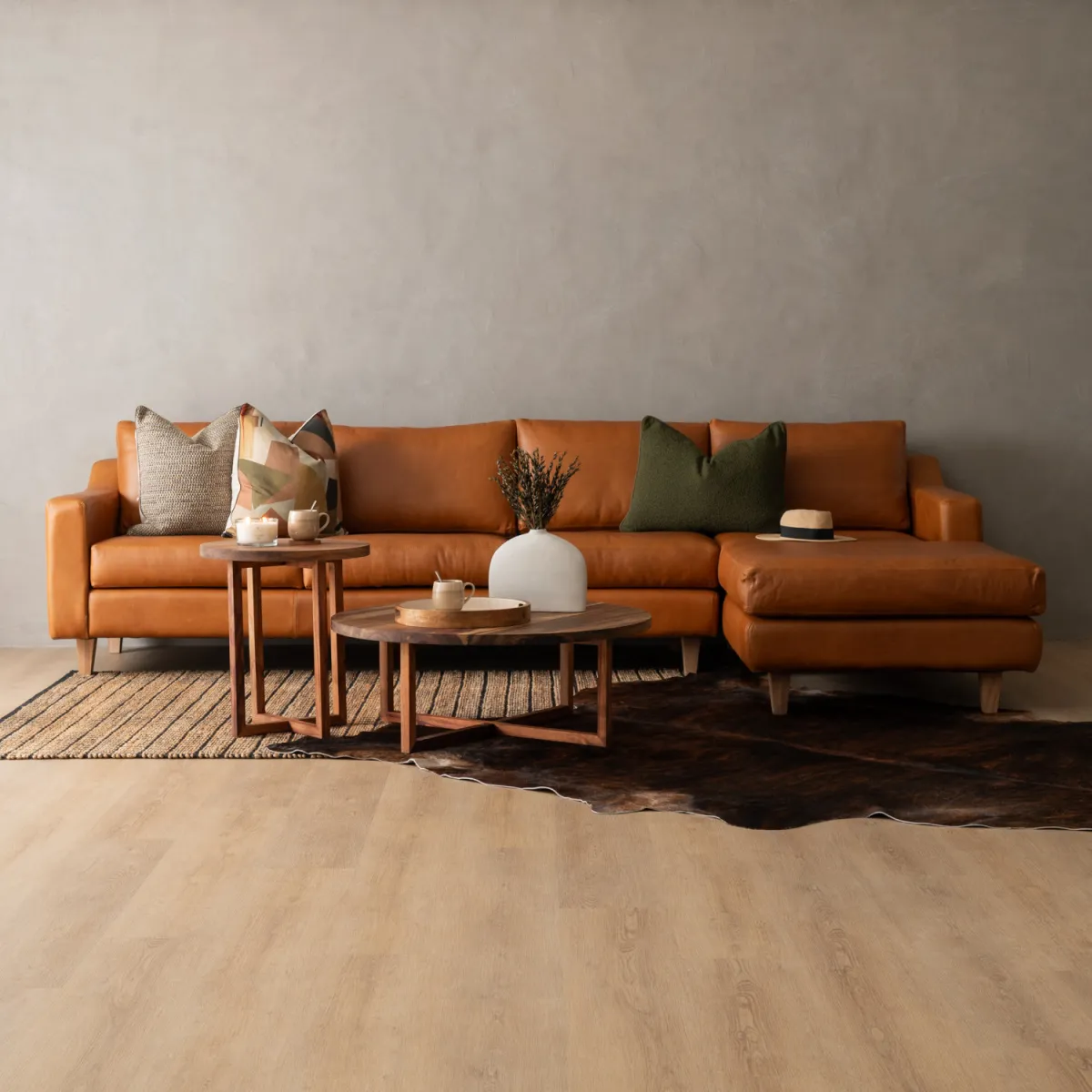 Full Grain Leather Corner Couch Daybed
