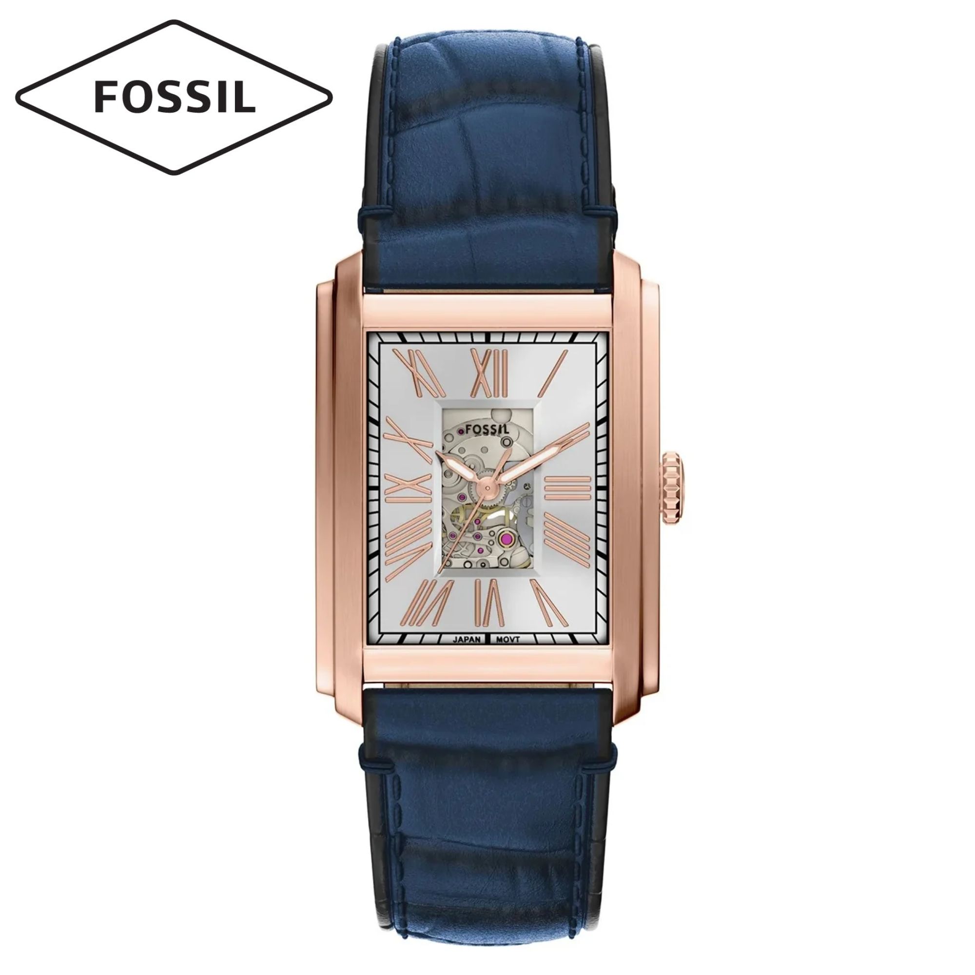 Men's Carraway Automatic Navy Croco Leather Watch