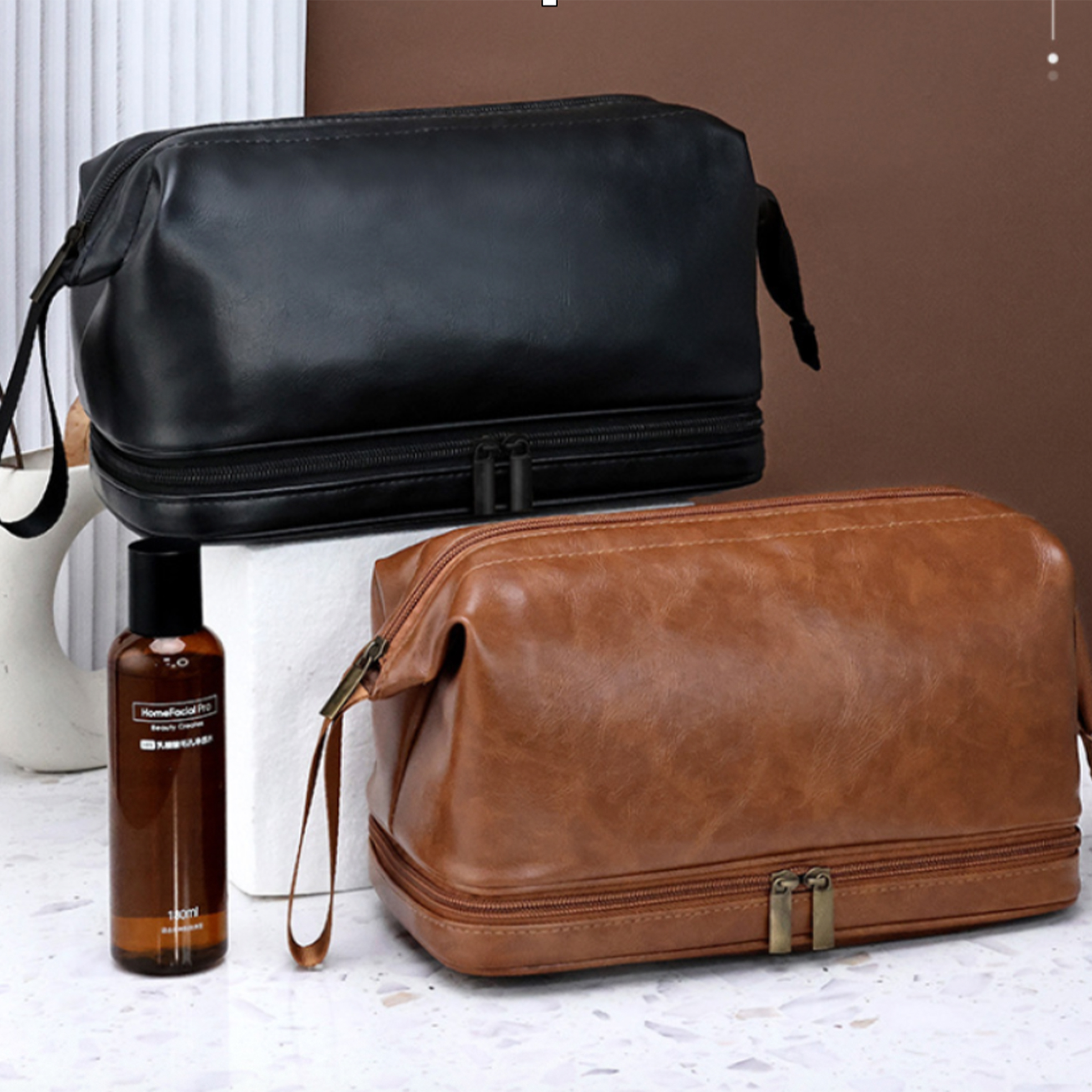 Men's Faux Leather Toiletry Bag