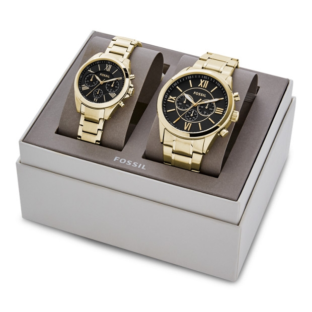 50 off on His & Her Chronograph GoldTone Stainless Steel Watch Gift Set