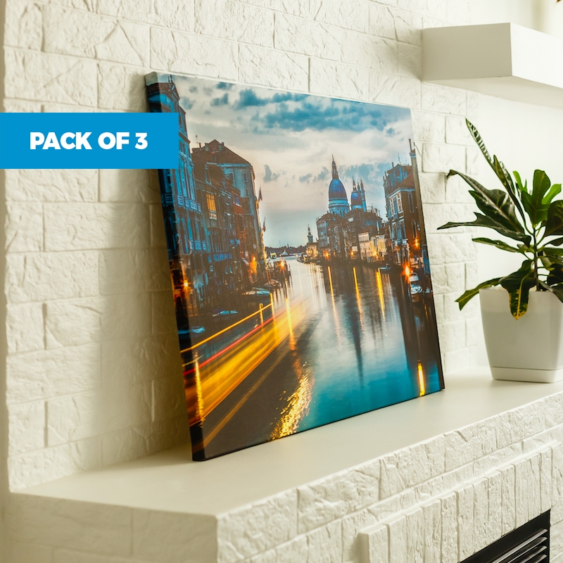 38 off on A4 or A3, Pack of 3 Premium Stretch Canvases