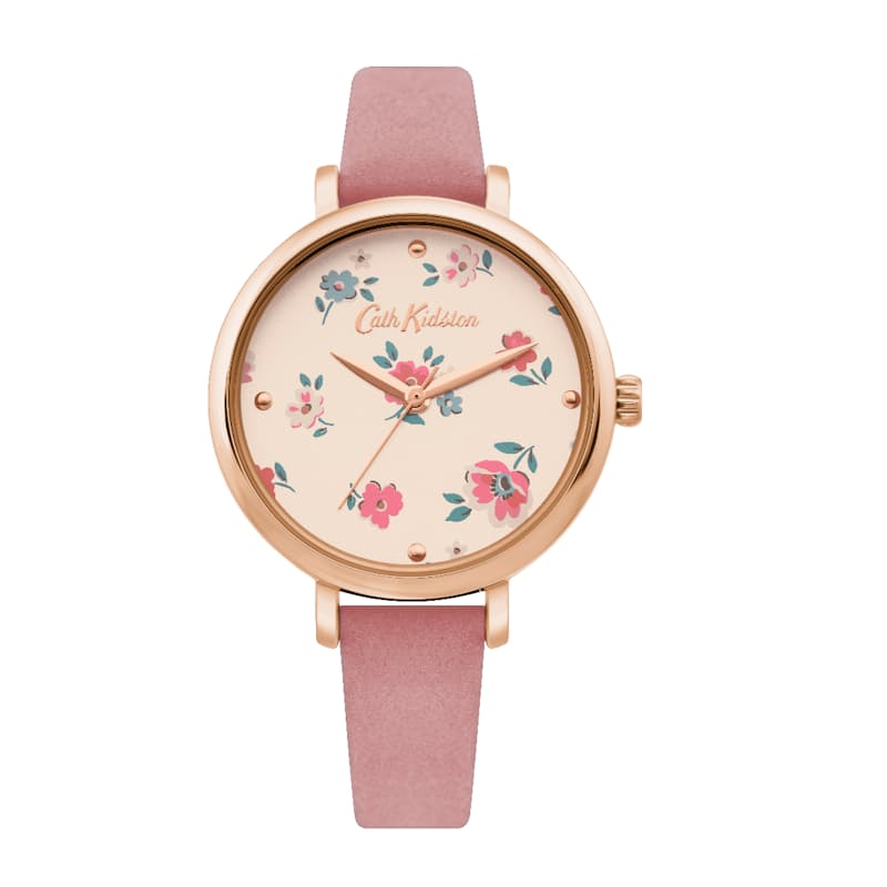 Rose Gold printed dial and pink suede strap